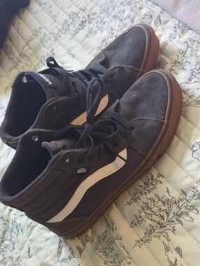 Vans High-Top Sneakers in Dark Brown with White Side Stripe